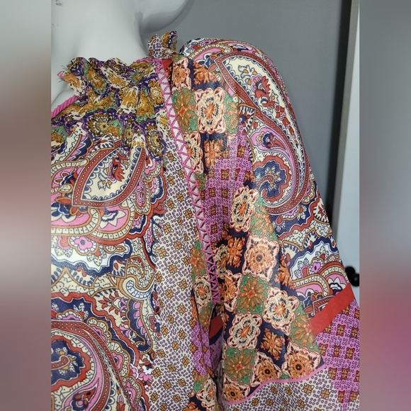 Molly Bracken Hippie Printed Sheer Blouse, VGUC, Size S - Picture 3 of 9